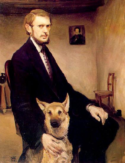 Miroslav Kraljevic Selfportrait with a dog